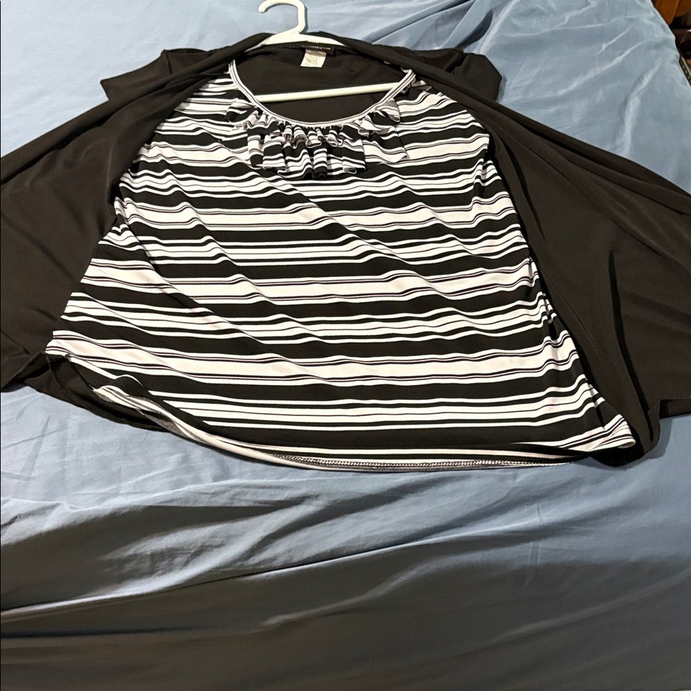 Black and White Striped Women's Top pxl by Perseption Petite nice top polyester